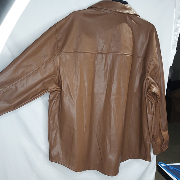 NWT- WILD FABLE BROWN LEATHER COAT - Picture 4 of 4